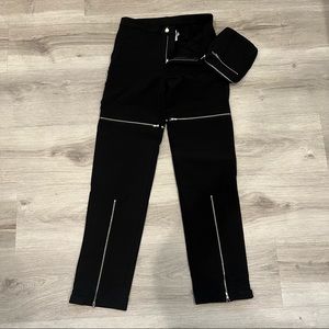 GOKYO RI BLACK CARGO ZIPPER PANTS